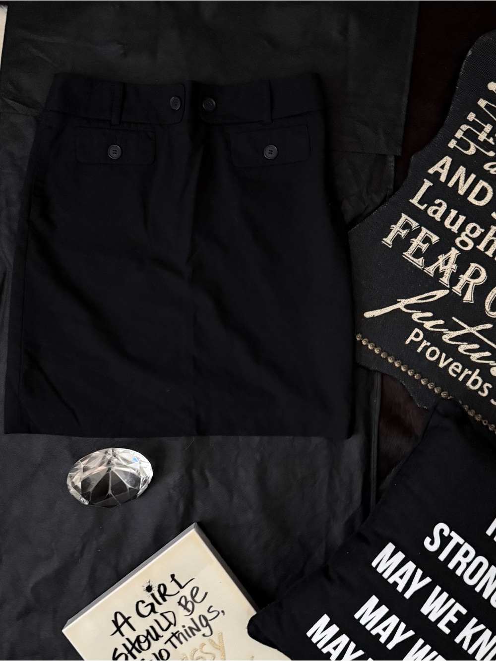 LOFT Black Midi Skirt